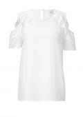 Georgette-Bluse mit Volants offwhite