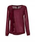 Georgettebluse mit Nieten bordeaux