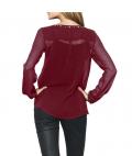 Georgettebluse mit Nieten bordeaux