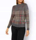 Glencheck-Jacquardmuster-Pullover anthrazit-terra