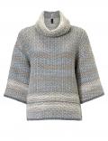 Grobstrickpullover grau-sand