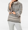 Grobstrickpullover grau-sand