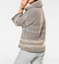 Grobstrickpullover grau-sand