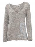 Grobstrickpullover mit Pailletten grau-melange