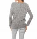 Grobstrickpullover mit Pailletten grau-melange