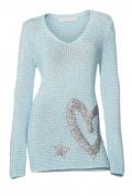 Grobstrickpullover mitPailletten mint