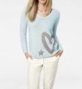 Grobstrickpullover mitPailletten mint