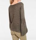 Grobstrickpullover oliv-gold