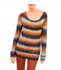 Grobstrickpullover orange-bunt