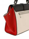 Handtasche in Trapezform schwarz-rot-creme