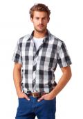 Herren-Hemd + Shirt grau-weiß