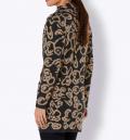 Jacquard-Longcardigan schwarz-camel-gemustert