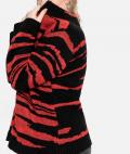 Jacquard-Muster-Cardigan schwarz-rot