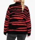 Jacquard-Muster-Cardigan schwarz-rot