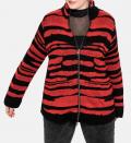 Jacquard-Muster-Cardigan schwarz-rot