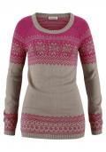 Jacquard-Pullover beige-pink