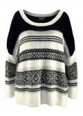 Jacquard-Pullover ecru-schwarz