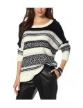 Jacquard-Pullover ecru-schwarz