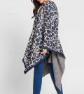 Jacquard-Strick-Cape blau-ltaupe-silber