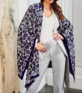 Jacquard-Strick-Cape blau-ltaupe-silber