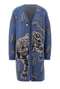 Jacquard-Strickjacke blau-grau