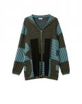 Jacquardmuster-Strickjacke mit Kaschmiranteil d.oliv-aqua