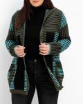 Jacquardmuster-Strickjacke mit Kaschmiranteil d.oliv-aqua