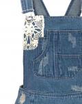 Jeans-Latzkleid mit Spitze blau