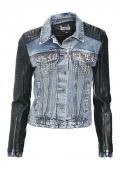 Jeans-Lederjacke blau-schwarz