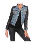 Jeans-Lederjacke blau-schwarz