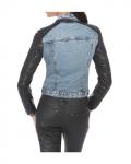 Jeans-Lederjacke blau-schwarz