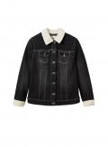 Jeansjacke mit Teddy-Webpelz black Denim