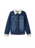 Jeansjacke mit Teddy-Webpelz blue Denim