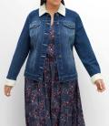 Jeansjacke mit Teddy-Webpelz blue Denim