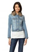 Jeansjacke mit Webpelz blau