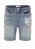 Jeansshorts mit Stickerei blau-used