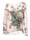 Jersey-Druckshirt mit Strass rosé-khaki