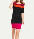 Jersey-Shirtkleid pink-orange-schwarz