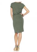 Jerseykleid mit Seidenbesatz khaki