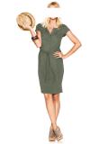 Jerseykleid mit Seidenbesatz khaki