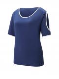 Jerseyshirt mit Cut-Outs jeansblau-ecru