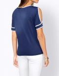 Jerseyshirt mit Cut-Outs jeansblau-ecru