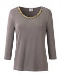 Jerseyshirt mit Schmuckkette taupe