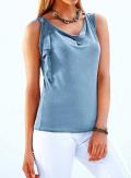 Jerseytop m Chiffon blau