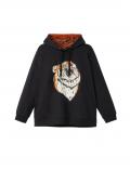 Kapuzensweatshirt mit Animal-Frontdruck schwarz