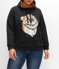 Kapuzensweatshirt mit Animal-Frontdruck schwarz