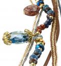 Kette mit Strasssteinen blau-cognac