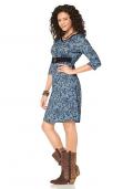 Kleid mit Spitze blau bedruckt Gr. 38