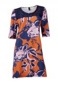 Kleid mit Spitze orange-blau