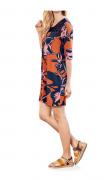 Kleid mit Spitze orange-blau